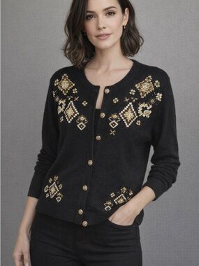 100% wool Carole Little Black Sweater